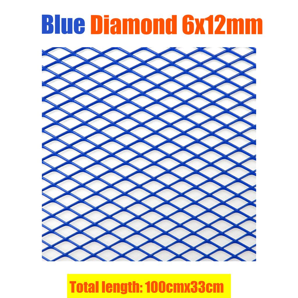 100x33cm Diamond Hole Aluminium Racing Car Bumper Grille Grill Mesh Net Vent Black Silver Red Blue Tuning Universal