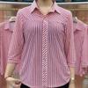Fashion Lapel Button Spliced Printed Striped Shirts Women's Clothing Autumn Loose Commuter Tops Casual Chiffon Blouses