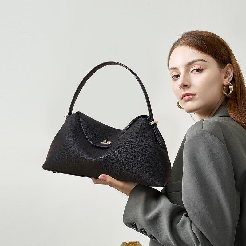 First layer cowhide black versatile messenger bag handbag female office worker genuine leather commuter women large-capacity shoulder bag