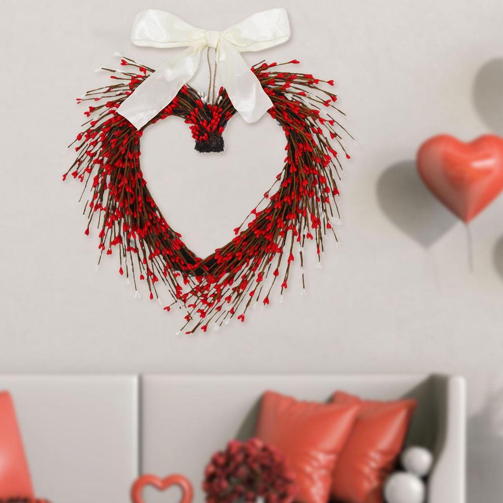 Heart Wreath Front Door Decoration with Berries Romantic Gift Valentines Day Wreath Valentines Wreaths for Home