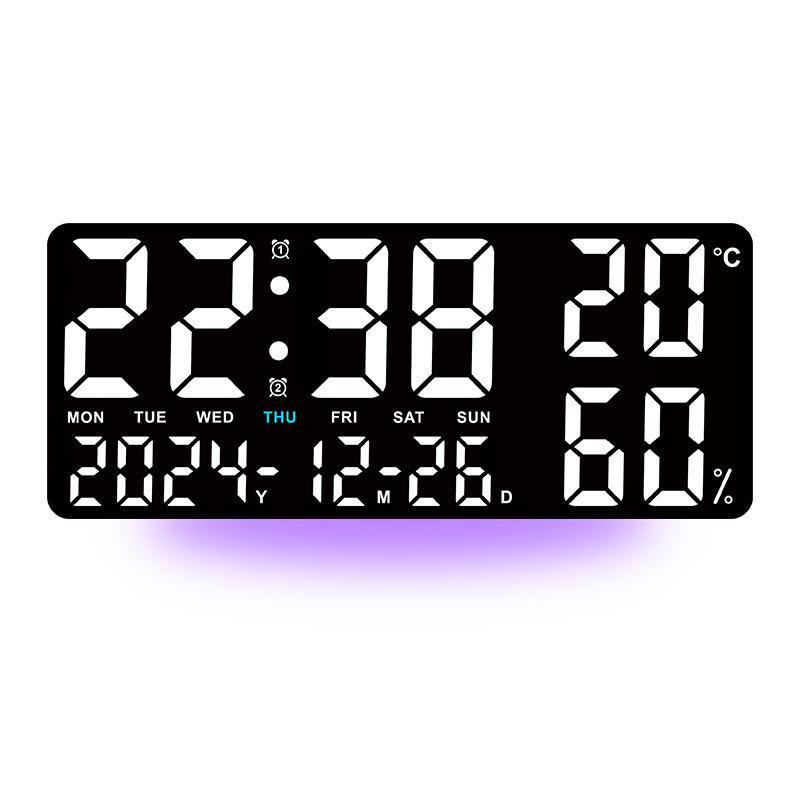GH9002 Multi-functional Wall Clock: Large Font, Night Light, Temperature & Humidity Display, Multiple Alarms