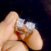 Cute Bling Square Zircon Stone Adjustable  Sterling Silver Rings for Women Wedding Engagement Fashion  Gift Anillos