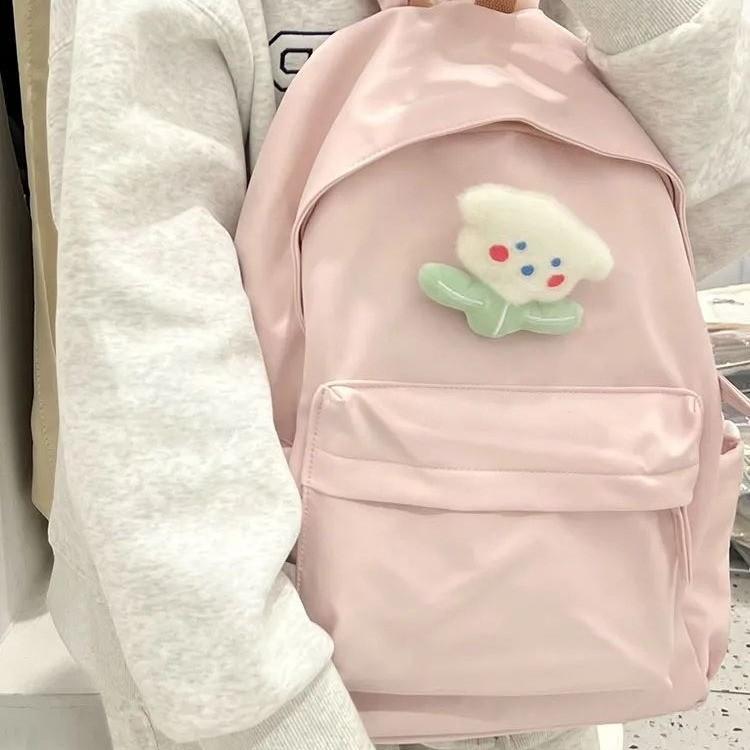 Minimalist Solidcolor Backpack Students Middle Schoolers Laptop Bag Gift Unisex