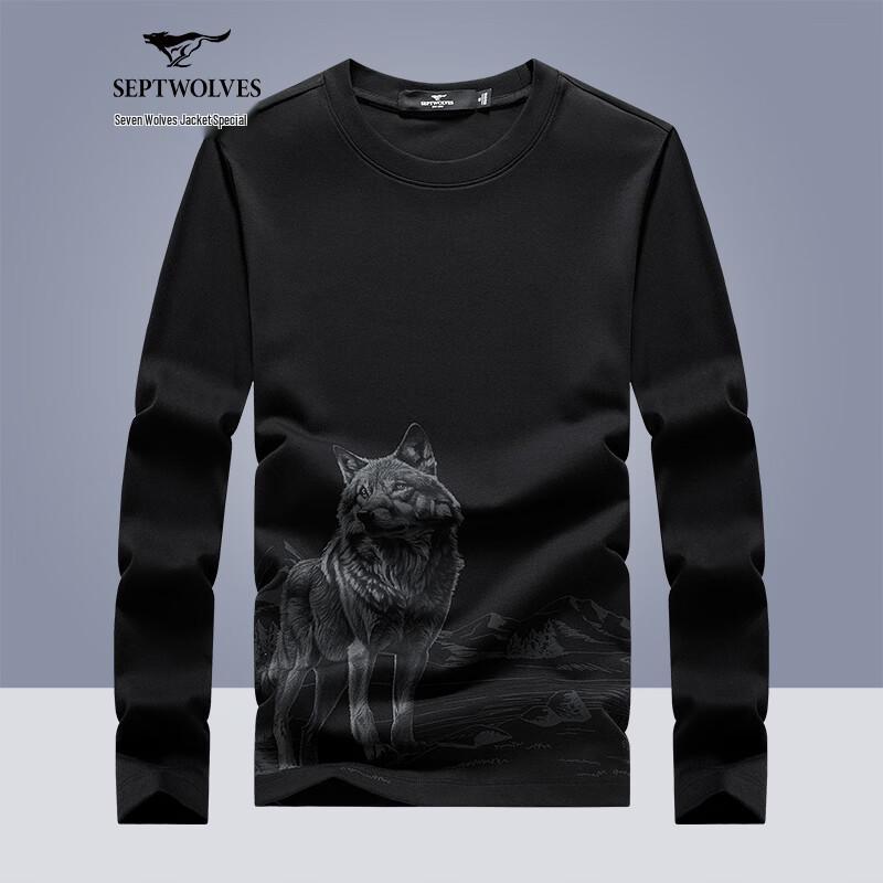 Septwolves Men s Tencel Blend Round Neck Long Sleeve T-Shirt 170/88A