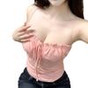 #Summer New Pure Desire Wind Spice Girl Wind Fungus Pleated Edge Neck Sling Vest Slim-fit Outerwear Top