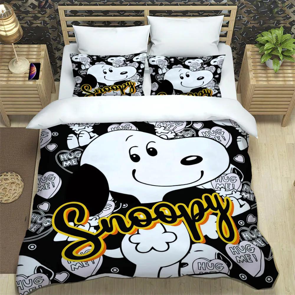 Cute Cartoon Snoopy Bedding Sets Exquisite Bed Supplies Set Duvet Cover Bed Comforter Set Bedding Set Luxury Birthday Gift