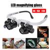 Headband Glasses Magnifier With Led Light 8X 15X 23X Watchmaker Jeweler Loupe