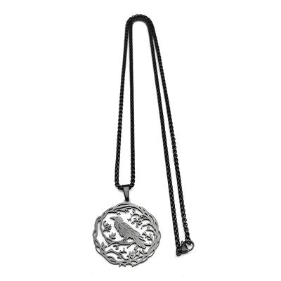 Collar con colgante de cuervos para mujer y hombre, acero inoxidable, color negro, amor, flor de la vida, cadena de caballero, joyería, regalos
