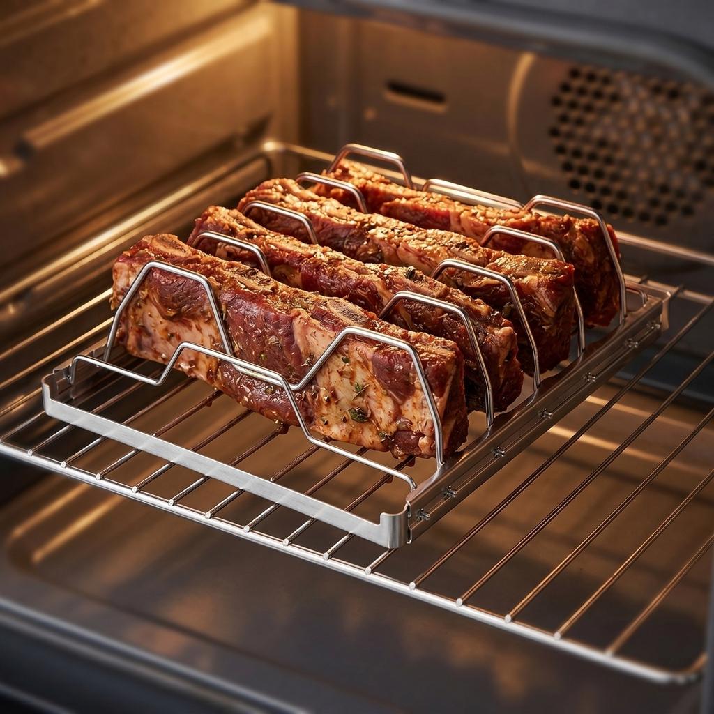 Stojak ze stali nierdzewnej na żeberka do grillowania BBQ Stojak na mięso na żeberka wołowe żeberka wieprzowe żeberka jagnięce oraz stojak na kurczaka do grillowania na świeżym powietrzu