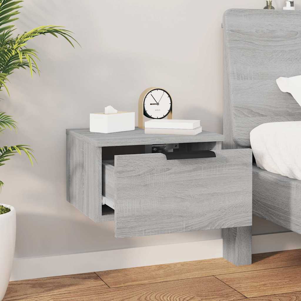 vidaXL Wand-Nachttische 2 Stk. Grau Sonoma 34x30x20 Cm