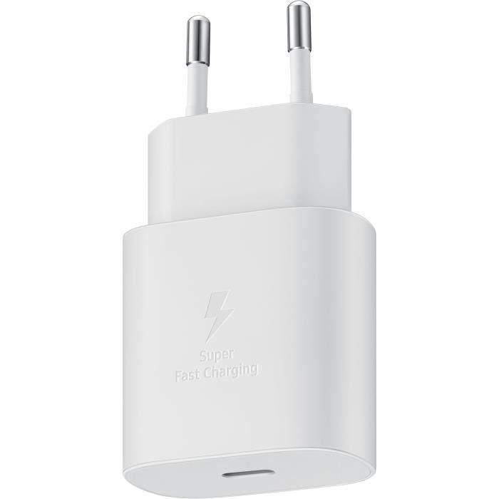 Chargeur Secteur RAPIDE - 25W - SAMSUNG - Port USB Type C (sans Câble) - Blanc