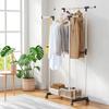 Double-Rod Clothes Rack Portable Furniture Sturdy for Dorm Room, Balcony