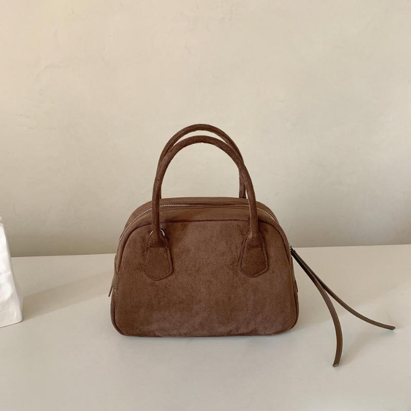 Bowling Bag Niche Autumn and Winter New Retro Suede Bag Fashion Trend Messenger Handbag