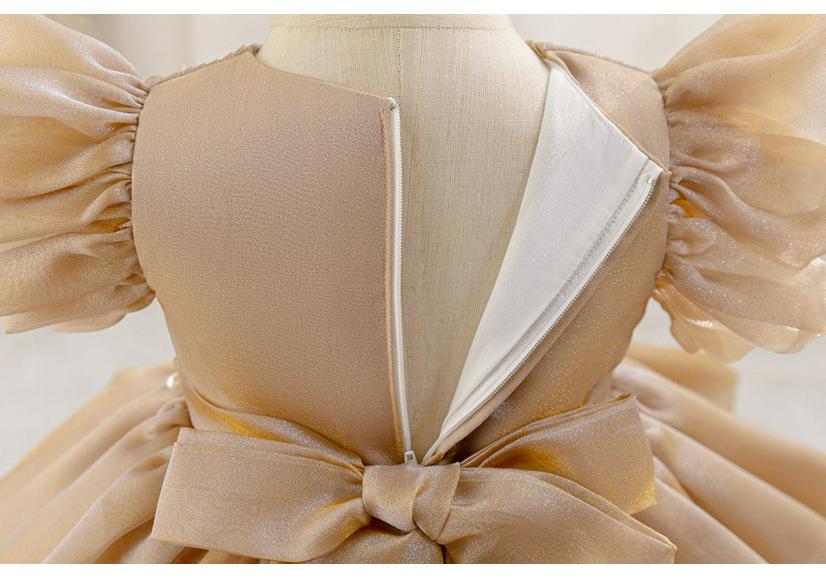 Frühlings-/Sommer-Festkleid für Kinder mit Perlen & 3D-Blumen - Kleinkind & Kleinkind