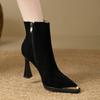 Pointed Toe Women Ankle Boots Elegant High Heels Shoes New Sexy Pumps  Winter Suede Goth Casual Woman Heeled Chelsea Botas