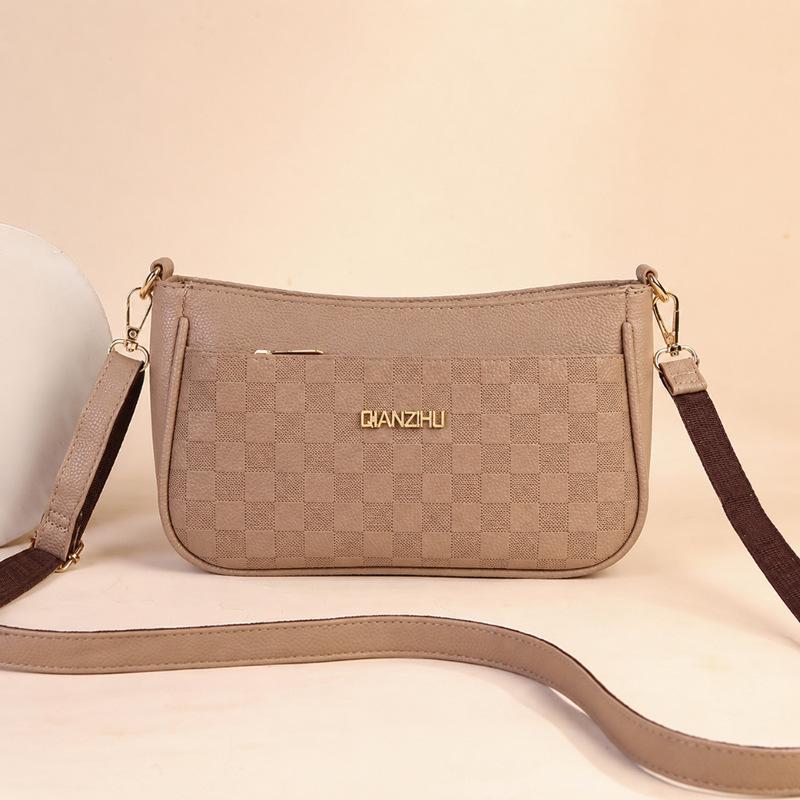 2026 Women's Versatile Plaid Crossbody Moon Bag - Large Capacity, Stylish for Middle-aged