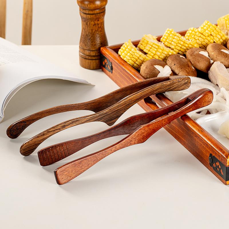 Wood Food Tongs Buffet BBQ Bread Serving Clips Household Kitchen Cooking Utensils for Restaurant Household Goods5