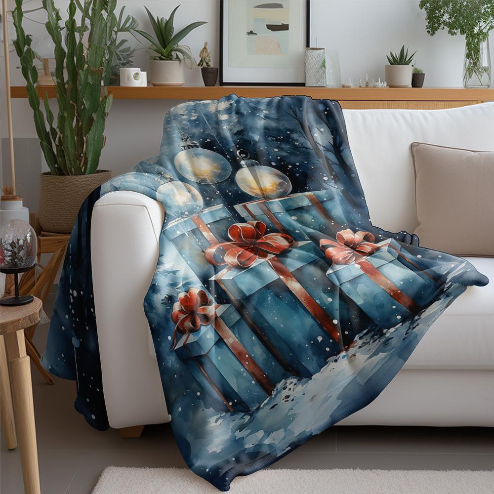 Tuniu Winter Christmas Gift Box Fleece Blanket Sofa Bed Throw Warm Cozy Decorative Throw Blanket