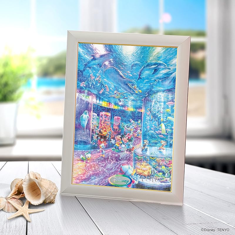 Tenyo [Made in Japan] 500-piece Stained Art Gyutto Series Jigsaw Puzzle Disney Night Aquarium (25 x 36 cm) DSG-500-636 with Service Card