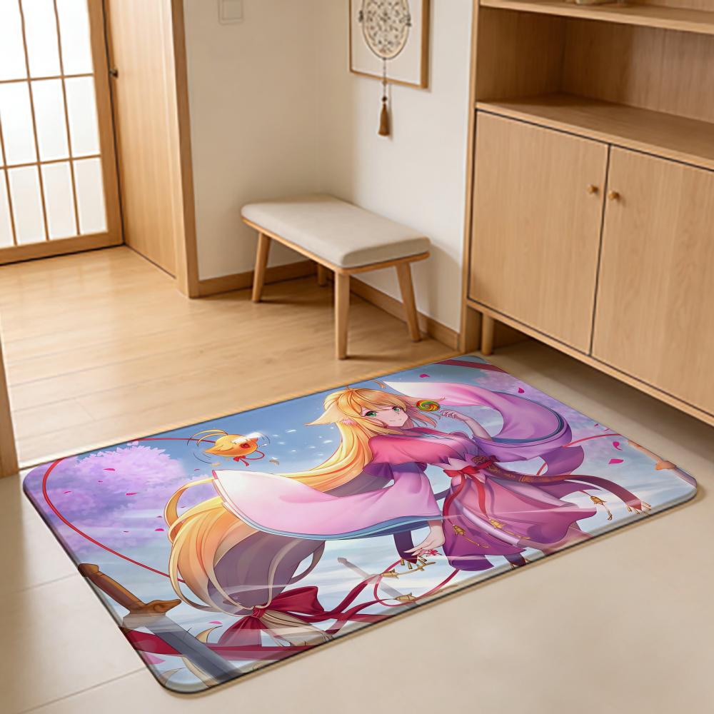 ANIME F-Fox Spirit Matchmaker Floor Mat Absorbent Floor Mat Non-Slip Entrance Rug for Bathrooms Restrooms and Toilets