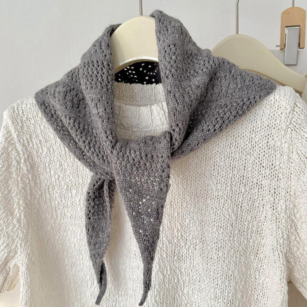 Neck Protection Warm Shawl Scarf Hollow Out Women Headscarf Fashion Knitted Triangle Scarf  Women