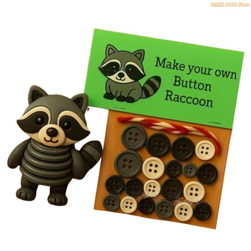 K1AE Unique Plastic Button Craft Project Animal Ornament Set With Easy Instructions