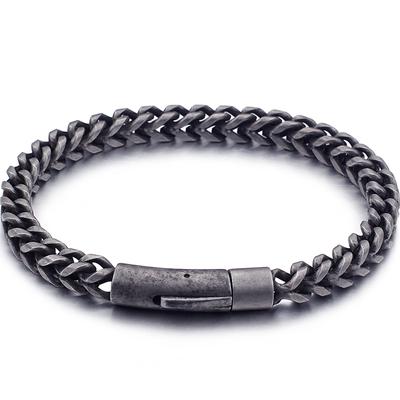 Pánský řetízkový náramek o šířce 6 mm Cool Black Pánské náramky Friendship z nerezové oceli pro muže Vintage On Hand Šperky