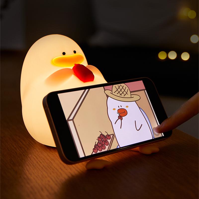 Wiederaufladbares Enten-LED-Nachtlicht Silikon Dimmbar Schlafzimmer Nachttischlampe Raumdeko Kindergeschenk