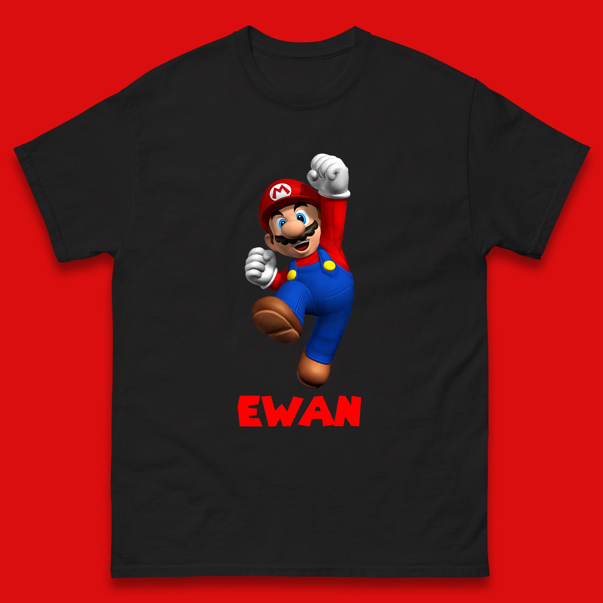 Personalised Your Name Super Mario Jumping Funny Game Lovers Players Mario Bro Retro Gaming Mens Tee Top 4XL