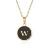 English letter oiled necklace, European and American trend titanium steel chain, round gold letter pendant collarbone chain