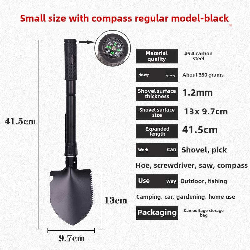 Przenośna, wielofunkcyjna, składana łopata do użytku w nagłych wypadkach, na zewnątrz, na ryby i do prac ogrodniczych