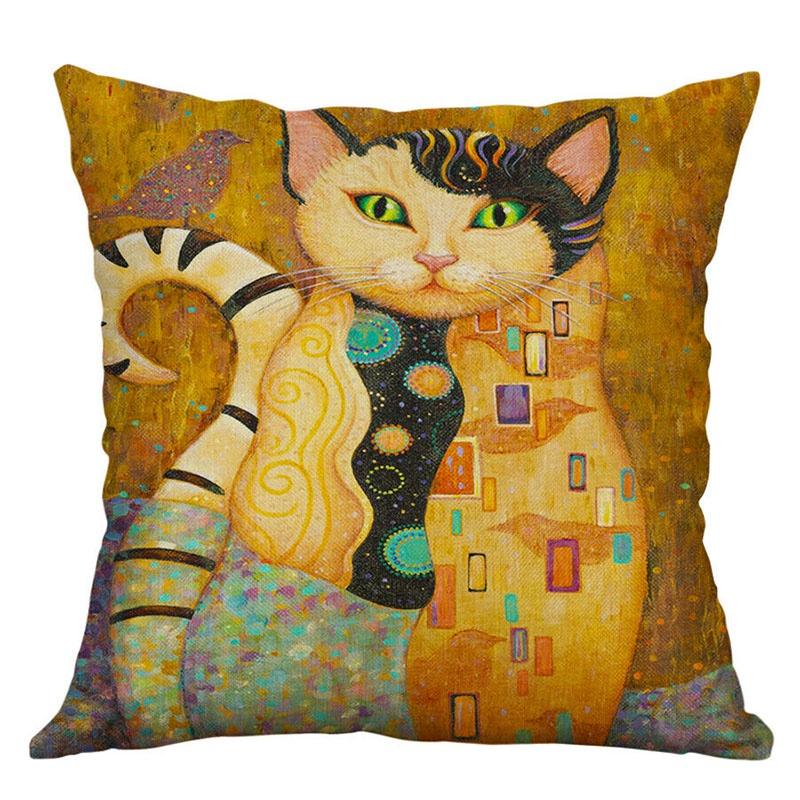 Square 177" Vintage Cats Pillow Case Cover Sofa Waist Cushion Covers Home Decor