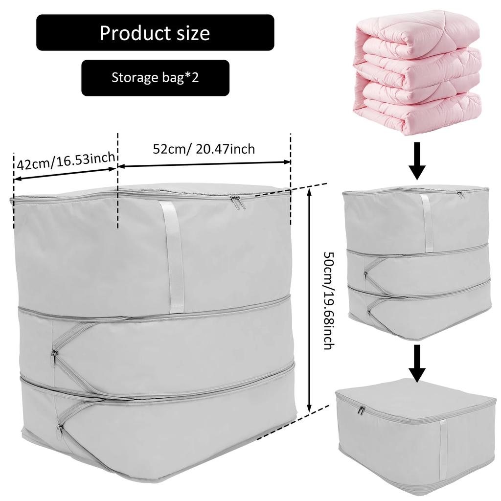 2Pcs Large Compression Bag Ultra Large Capacity Foldable Quilt Clothes Closet Cabinet Organizer Foldable Compressed Storage Bags