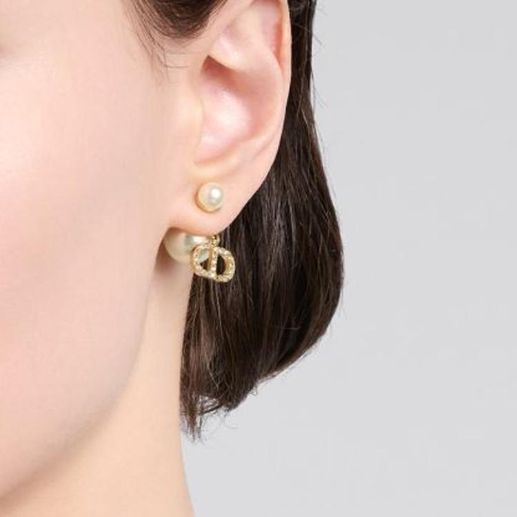 Dior Logo Engraved Metal Earrings Women earrings Gold E3366WOMCY