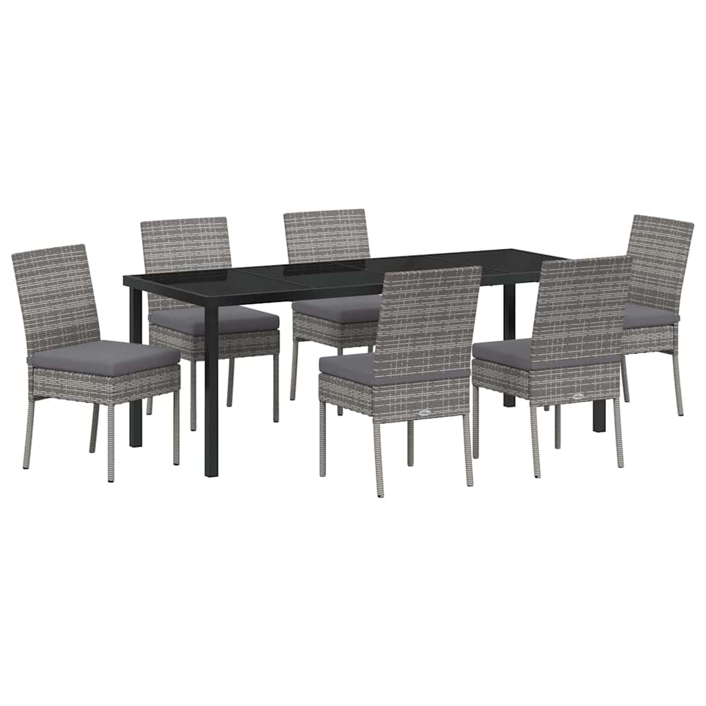 Garden Dining Set 7 pcs Grey Powder Coated Steel
