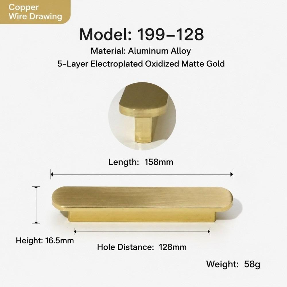Aluminum Alloy Door Handles Gold Brushed Drawer Knobs Modern Cabinet Pulls Furniture Hardware