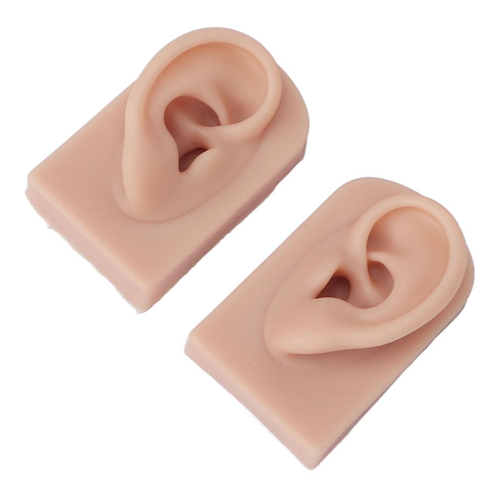 3 Pairs Silicone Ear Model Soft Flexible Simulation Human Ear Model for Piercing Practice Jewelry Display