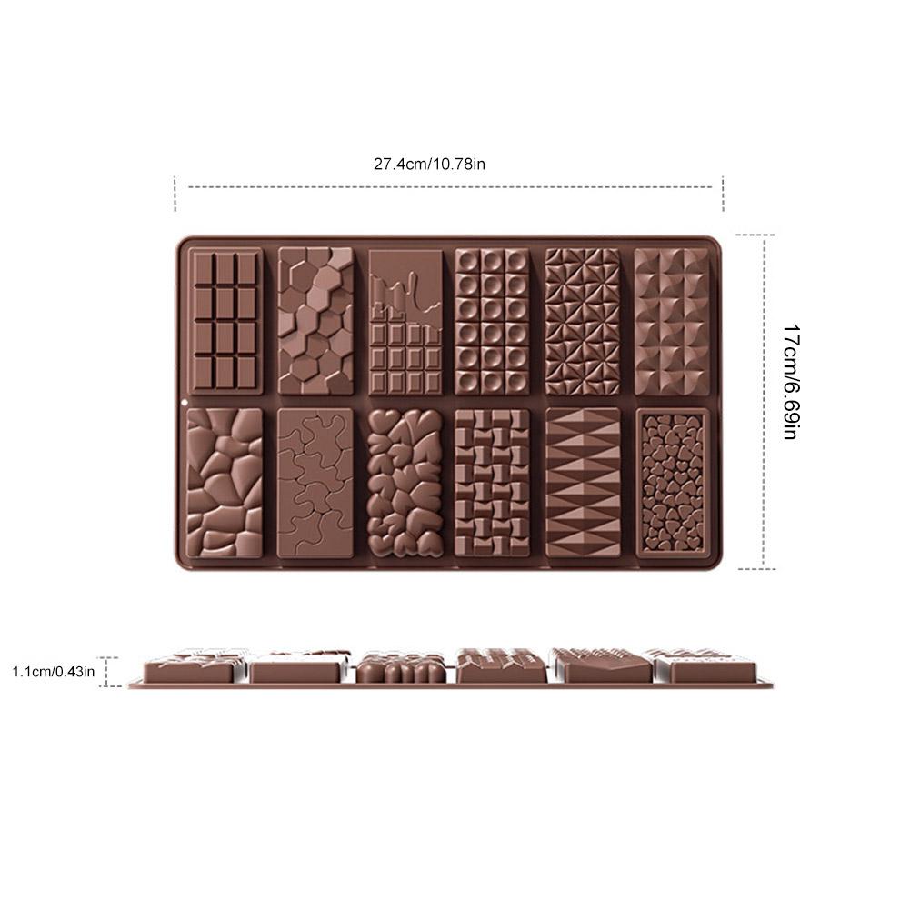 12 Holes Polycarbonate Chocolate Molds Food Grade Silicone DIY Chocolate Candy Bar Molds Non-Stick Christmas Kitchen Accessories
