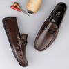 New Spring Men's Slip on Footwear Leather Loafers Metal Buckle Casual Shoes Business Man Moccasins Simple Driving Shoes