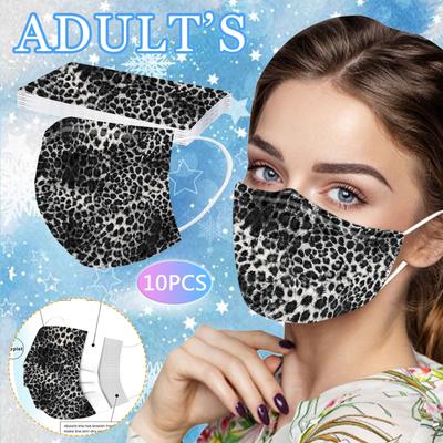 Adult Three-Layer Disposable Dust-Proof Protective Leopard Print Mask