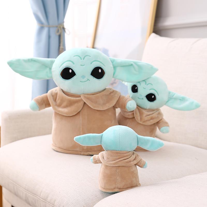 Kawaii Big Size Yoda Plush Toy Grogu Mandalorian Figure Stuffed Animals Yoda Baby Doll Cartoon Soft Room Decor Peluche Gift
