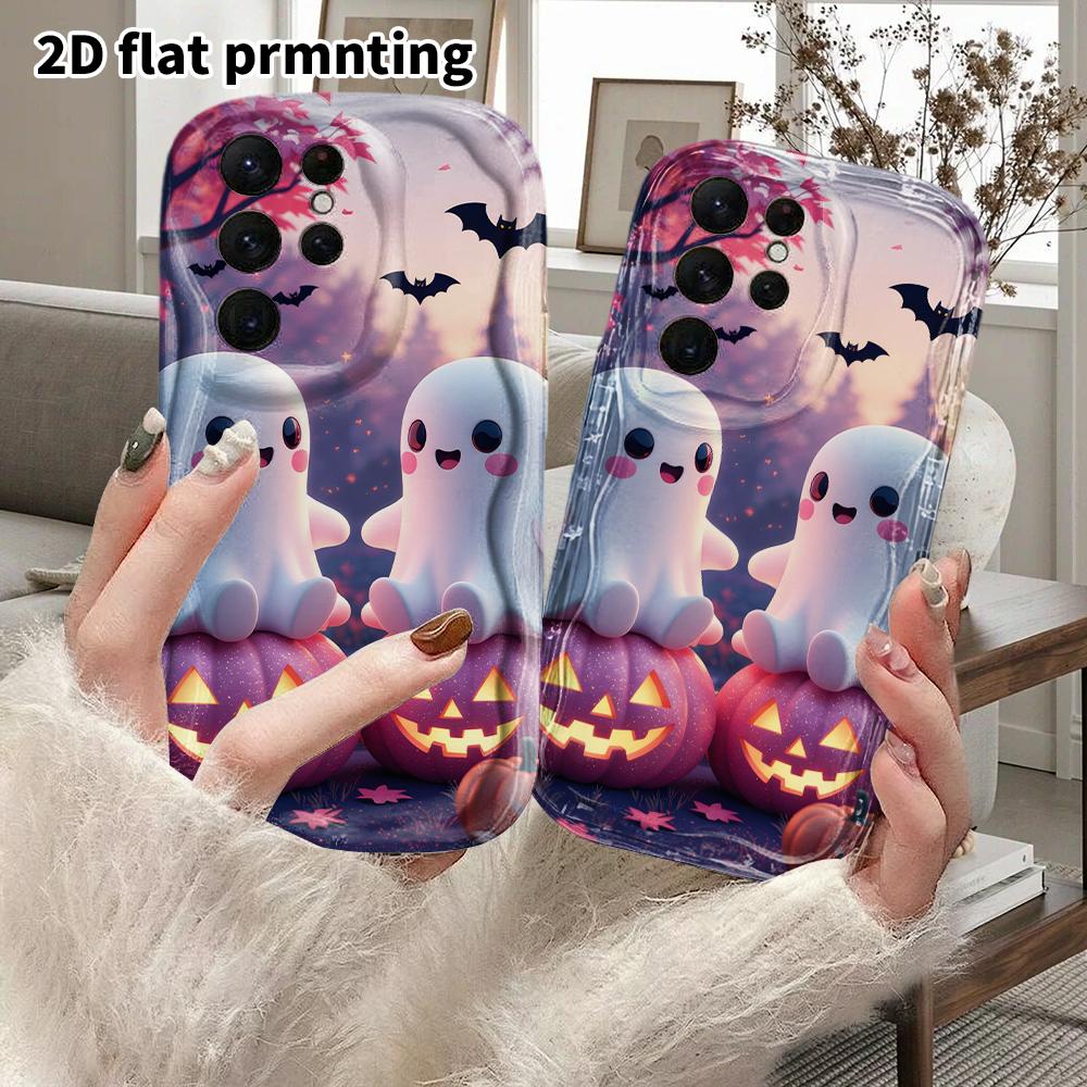 Phone Case: 2D Flat Samsung Galaxy A34 A35 M05 M06 S20 S22 S21 FE Plus 5G Protective Case, Couple Style, Cute Little Ghost, Christmas and Halloween Gi