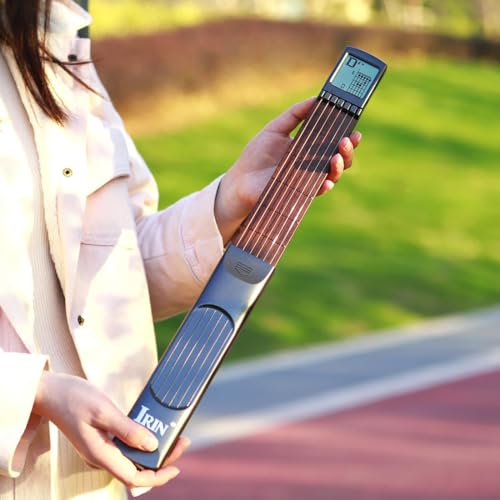 

zmart 6-String Guitar Portable Chord Trainer, 6-Fret Guitar Finger Trainer with Screen Display, Tool for Beginners, Progressive Training, Portable Fin