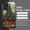 Artistic Cartoon Christmas Tree Pattern Tempered Glass Phone Case for Samsung Galaxy S25 Ultra S24 S23 Plus S22 S21 S20 FE Cover