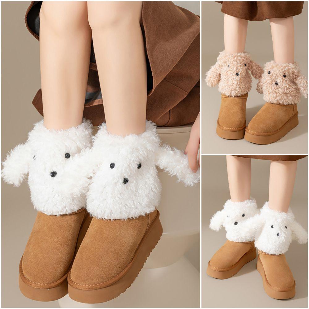 1 Pair Cartoon Dog Ankle Covers White Coffee Calf Mid Socks Creative Leg Warmers autumn and winter
