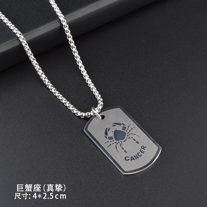 Twelve Constellations Titanium Steel Necklace Hip Hop Trendy Pendant, Versatile for Men and Women, Street Couple