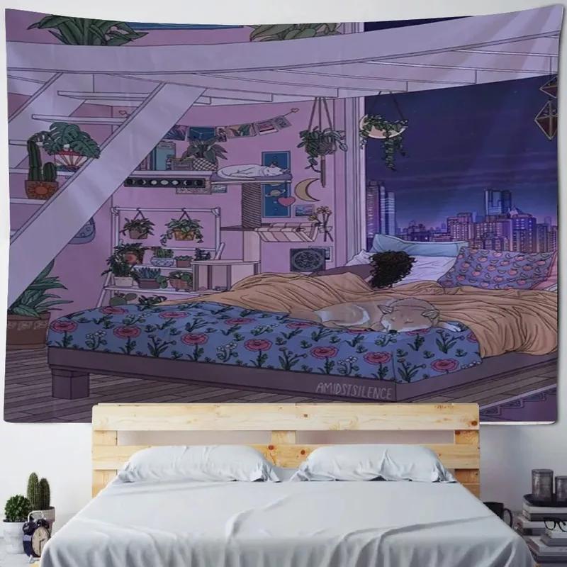 Home Wall Decoration Tapestry Anime Cute Girl Background Office Living Room Tapestry