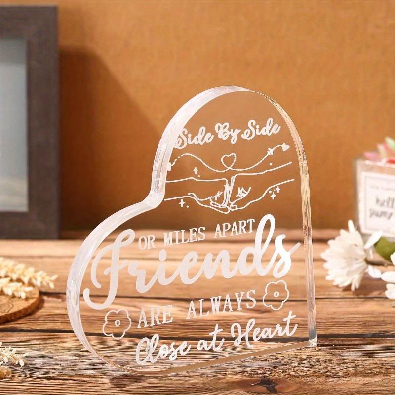 "Side by Side or Miles Apart" Friendship Keepsake - Floral Acrylic Gift for Best Friends
