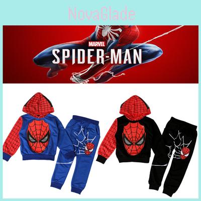 Frühlingsfertiges 2-teiliges Kinder Jungen Spiderman Kapuzenpullover Oberteil Hose Outfit Set