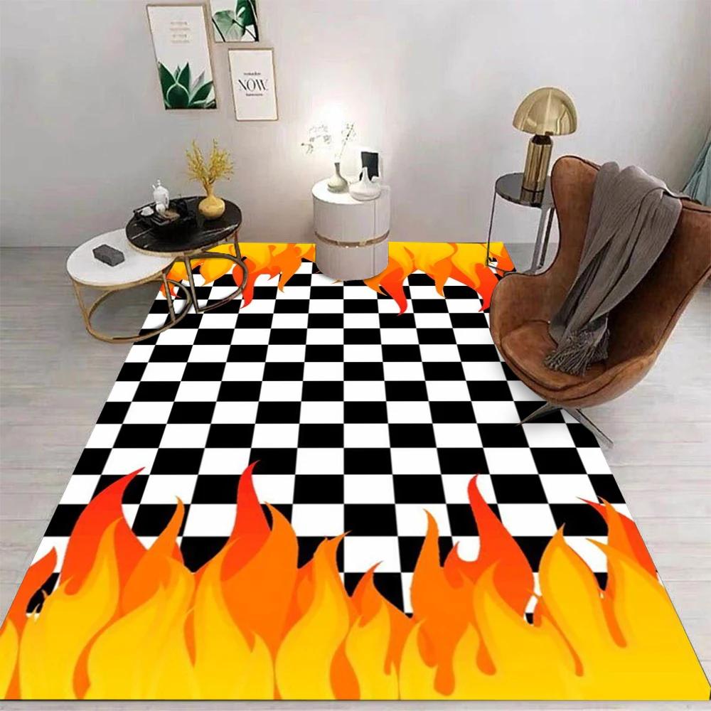 

Suitable for Home Living Room Bedroom Carpet Bathroom Floor Mat Kitchen Door Mat Blazing Flames Super Cool Dazzling Flame Carpet 50X80CM